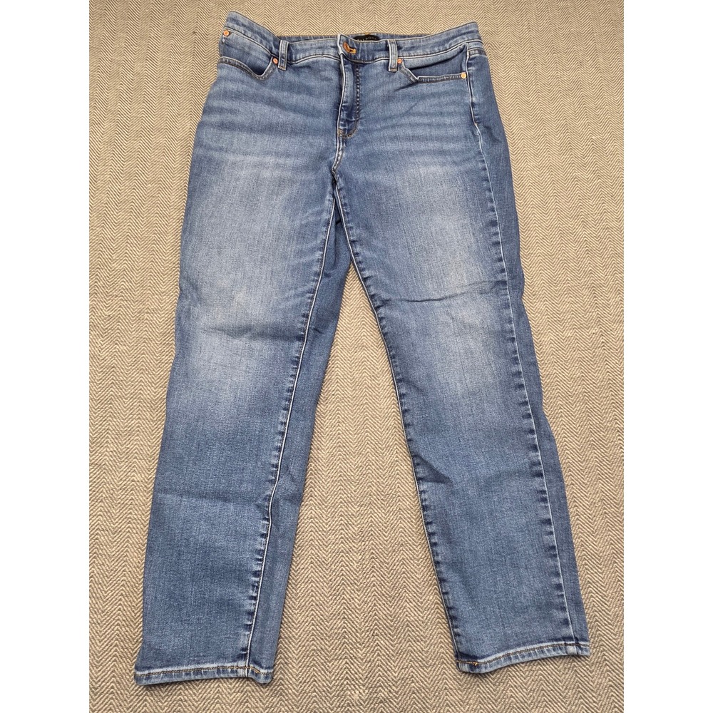 Talbots Slim Ankle Jeans Rockaway Wash Blue Denim Stretch Size 12 Mid Riseβ